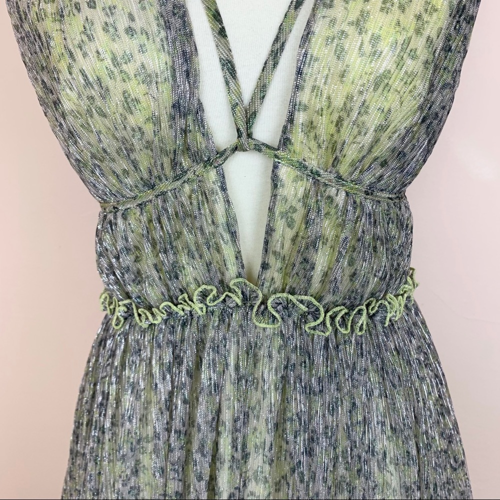 New! JONATHAN SIMKHAI Plisse Metallic Maxi Dress - Picture 6 of 14